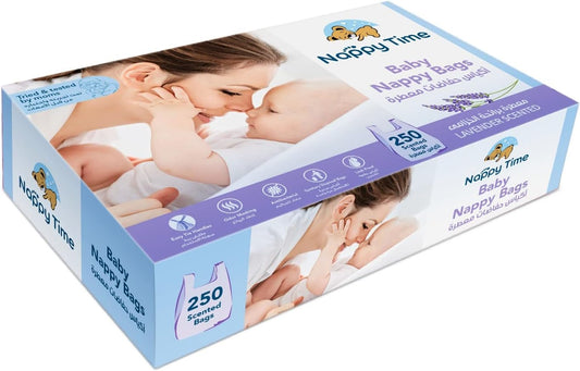 Nappy Time أكياس حفاضات الأطفال، برائحة الخزامى، 250 قطعة