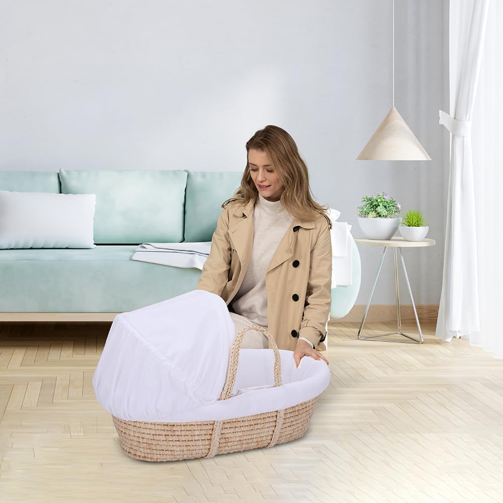 Teknum Moses Basket with Waffle Beddings and Mattress