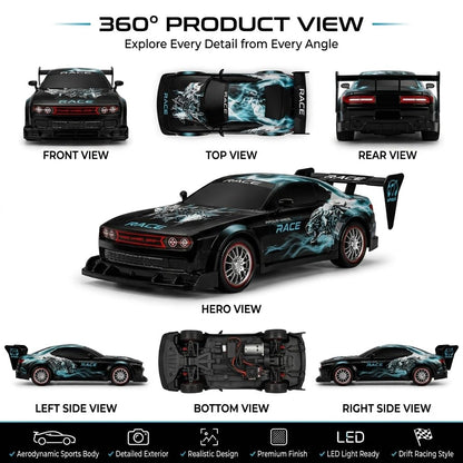 RC Drift Car 1:16 Scale 4WD High-Speed – 2 Rechargeable Batteries