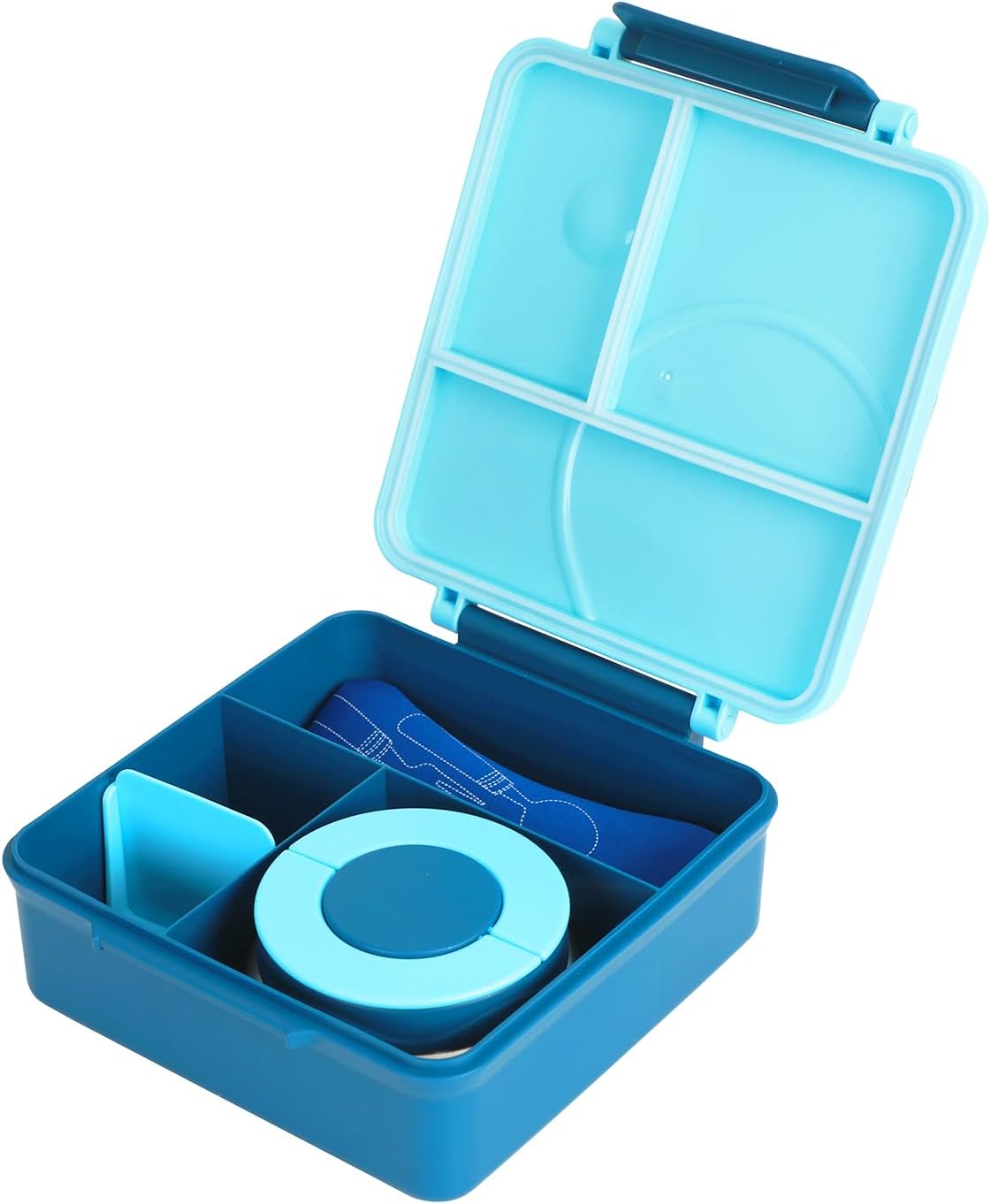 Eazy Kids Convertible Jumbo Bento Lunch Box with Leakproof SS Gravy Bowl, Spoon & Fork Set with Pouch