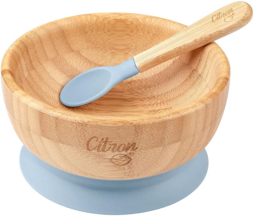 Citron Organic Bamboo Bowl with Suction & Spoon, 300ml