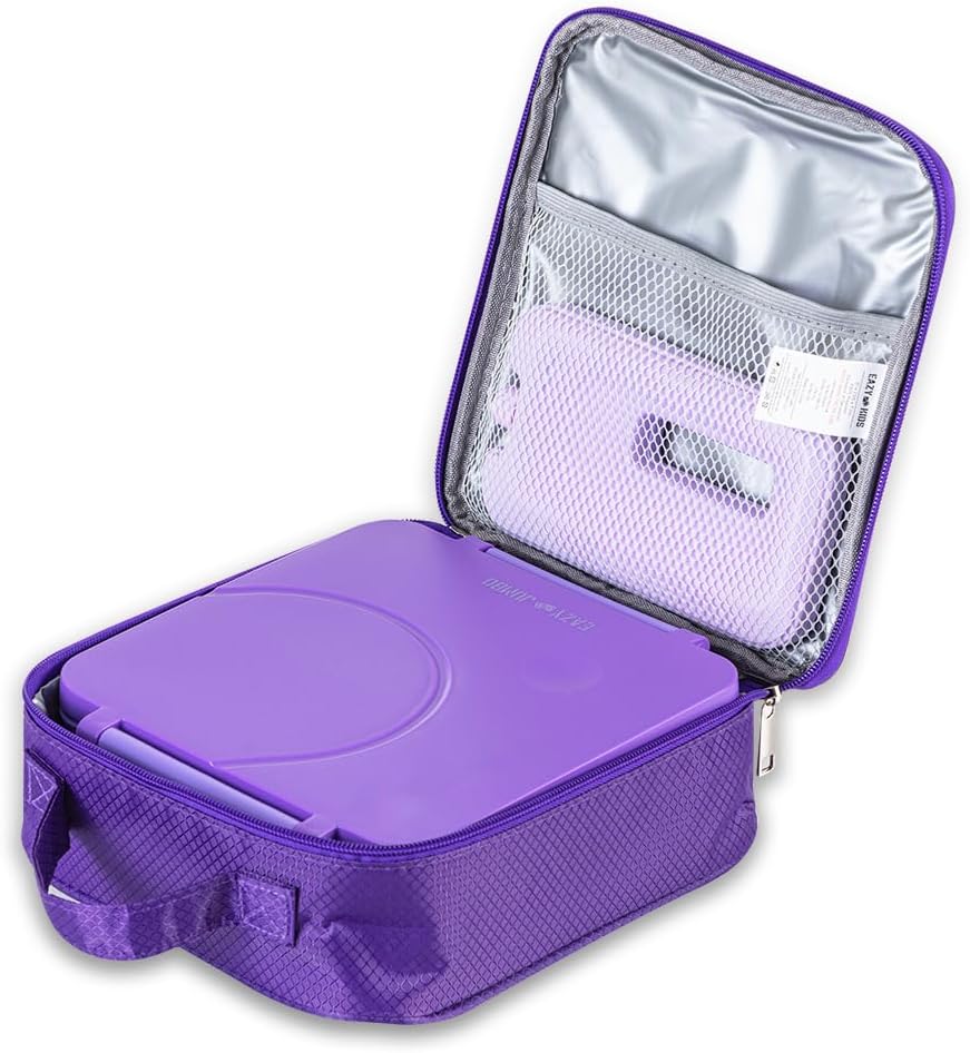 Eazy Kids Jumbo Bento Lunch Box Set w/ Steel Food Jar, Ice Pack & Insulated Lunch Bag
