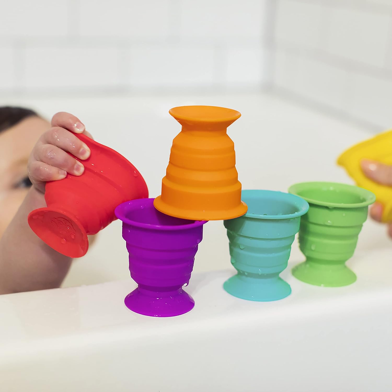 Baby Einstein, Stack and Squish Cups Sensory Stacking Toys, 6pcs