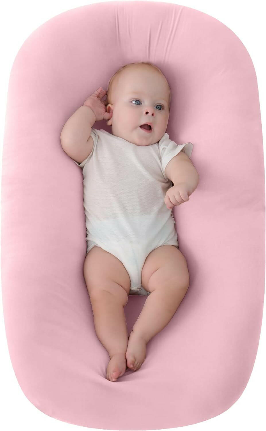 MOON Baby Lounger & Infant Floor Seat, Newborn Essentials Cotton Fabric Baby Nest Ultra Comfortable Infant Napper, Portable and Adjustable Newborn Sleeper, Suitable for 0-9 Months.