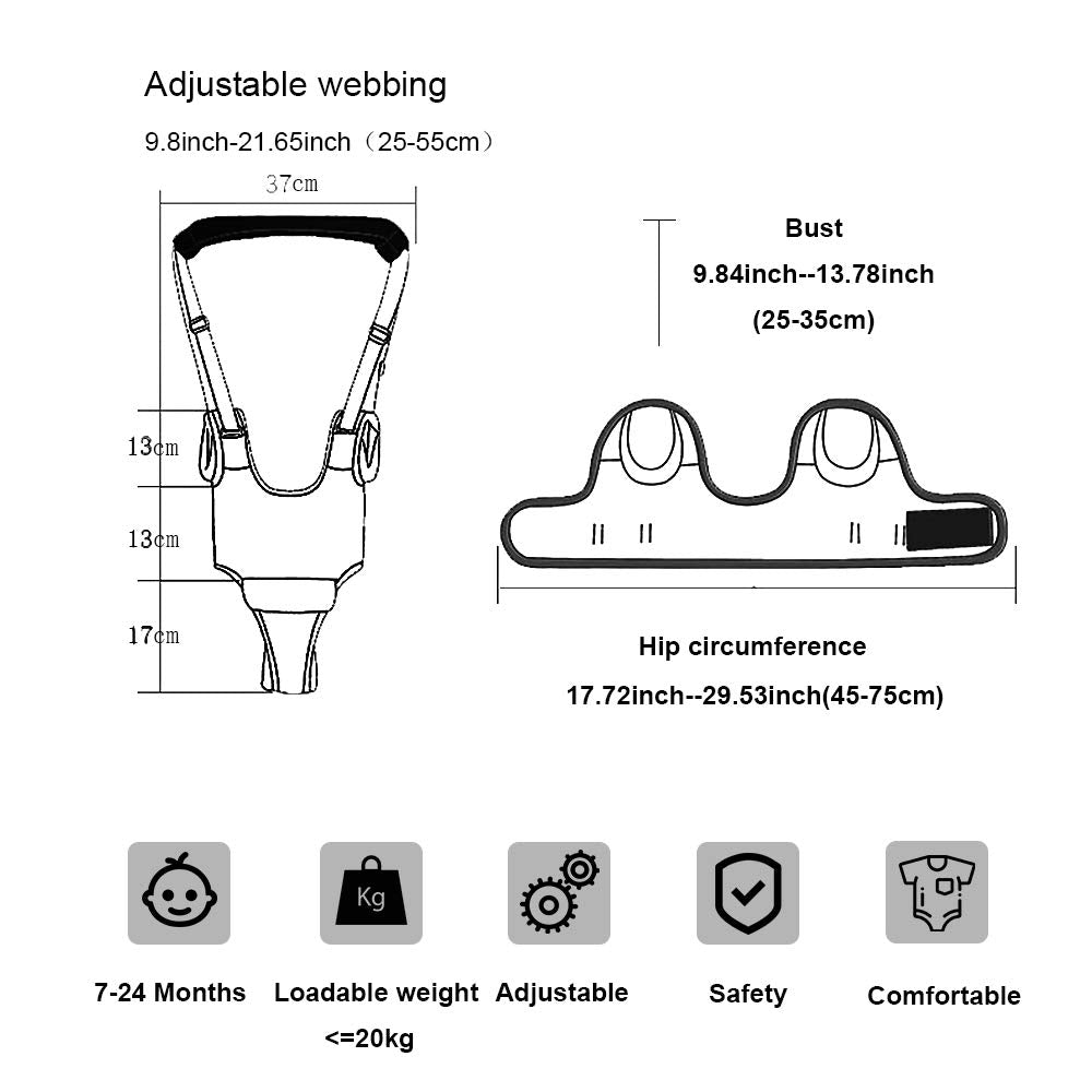 Orangehome Baby Walker Toddler Walking Harness Helper with Knee Pads, Gray