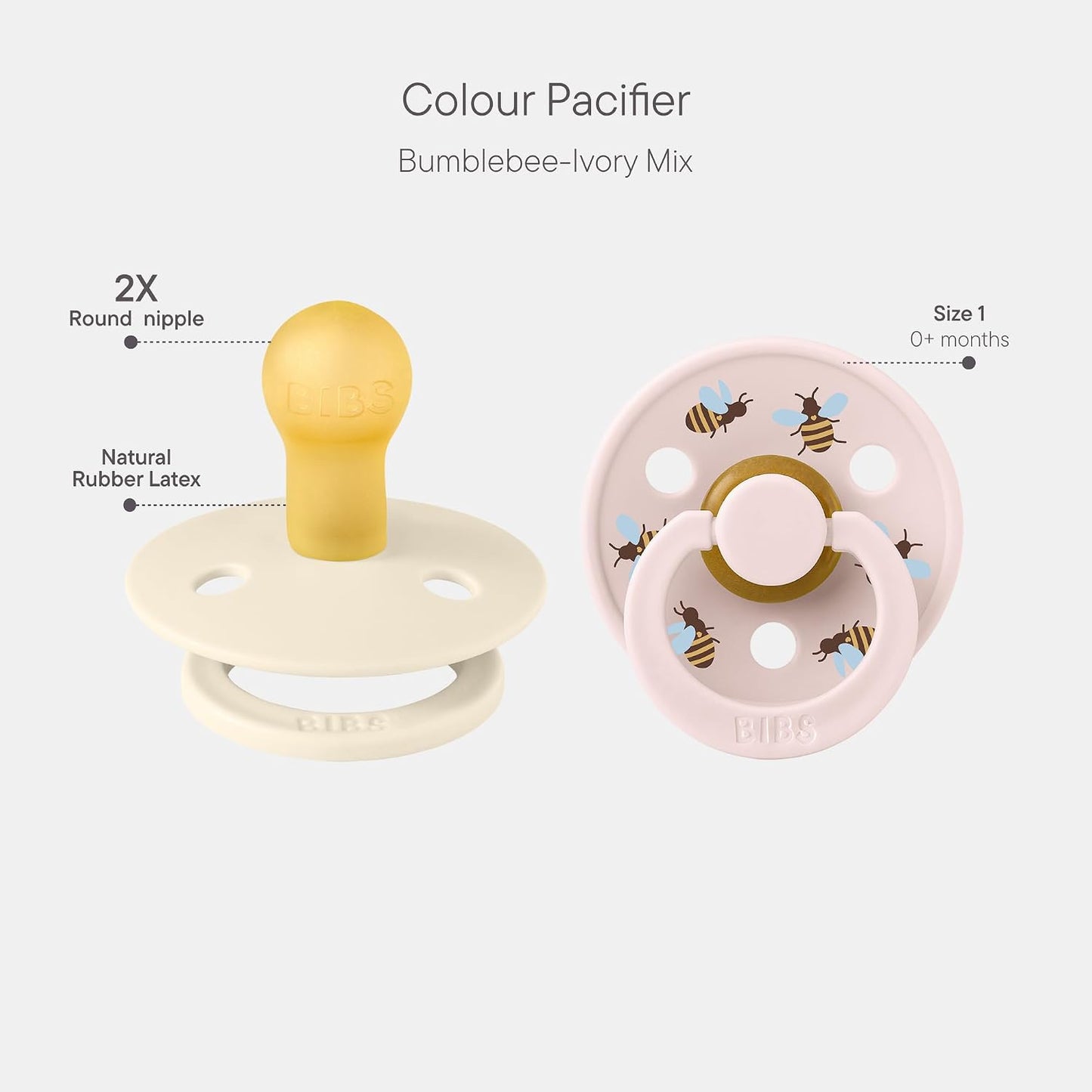 مصّاصة بيبس ستوديو لون نحلة الطنانة من اللاتكس - عبوة من 2 (المقاس 1)
