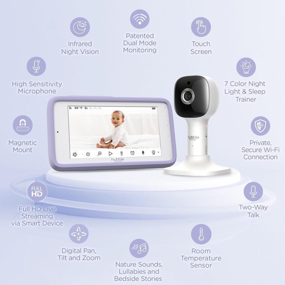 Hubble Nursery Pal Cloud Touch Smart Baby Monitor (White)
