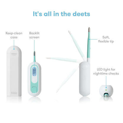 Frida Baby 3-in-1 True Temp Digital Thermometer for Fevers, Babies & Kids (Rectal, Underarm + Oral)