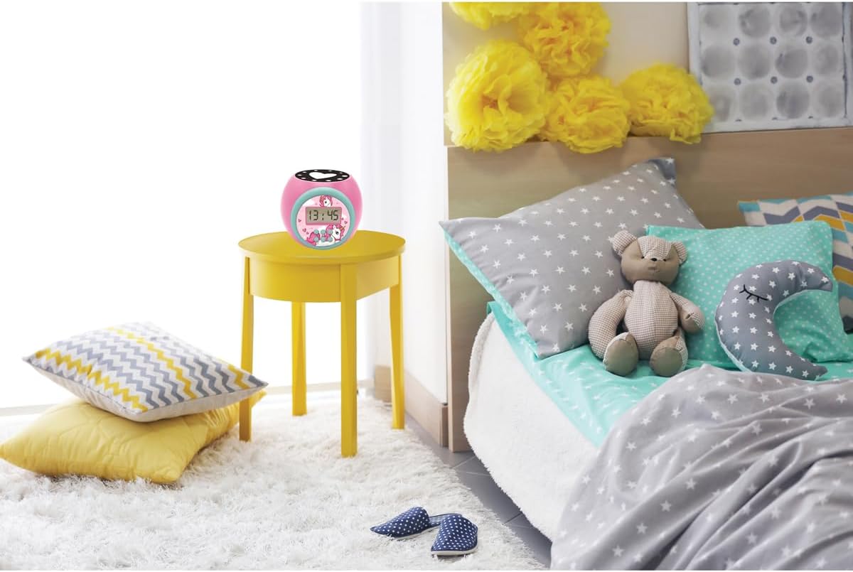 LEXiBOOK Unicorn Projector Alarm Clock with Snooze Function