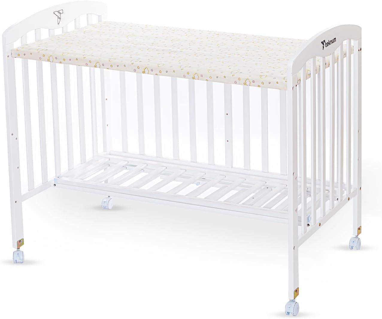 Teknum 4 in 1 Wooden Bedside With Storage and Height Adjustment (White) From Newborn Upto 4ys  Old