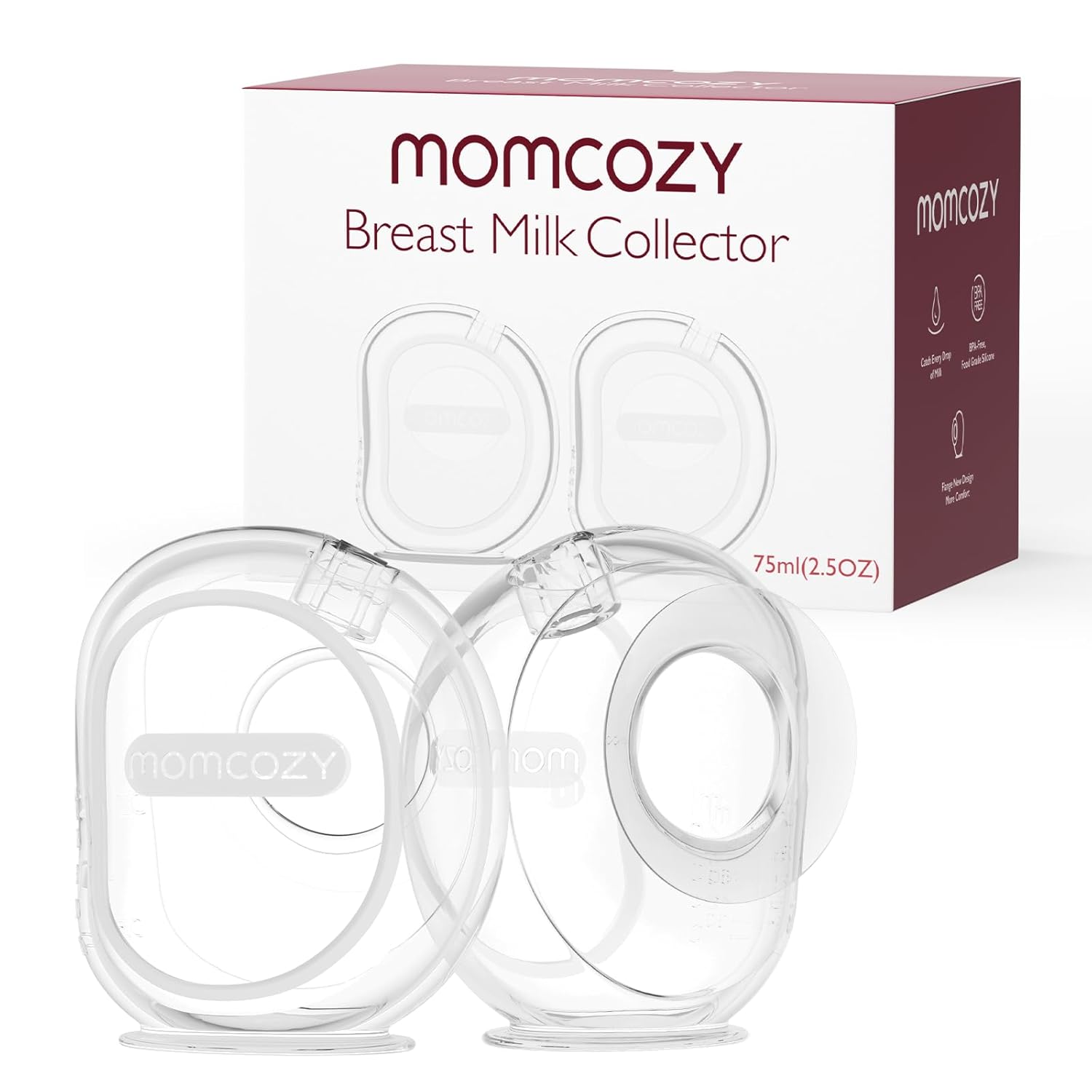 Momcozy Milk Collector for Breastmilk, 2.5oz/75ml, 2 Pack