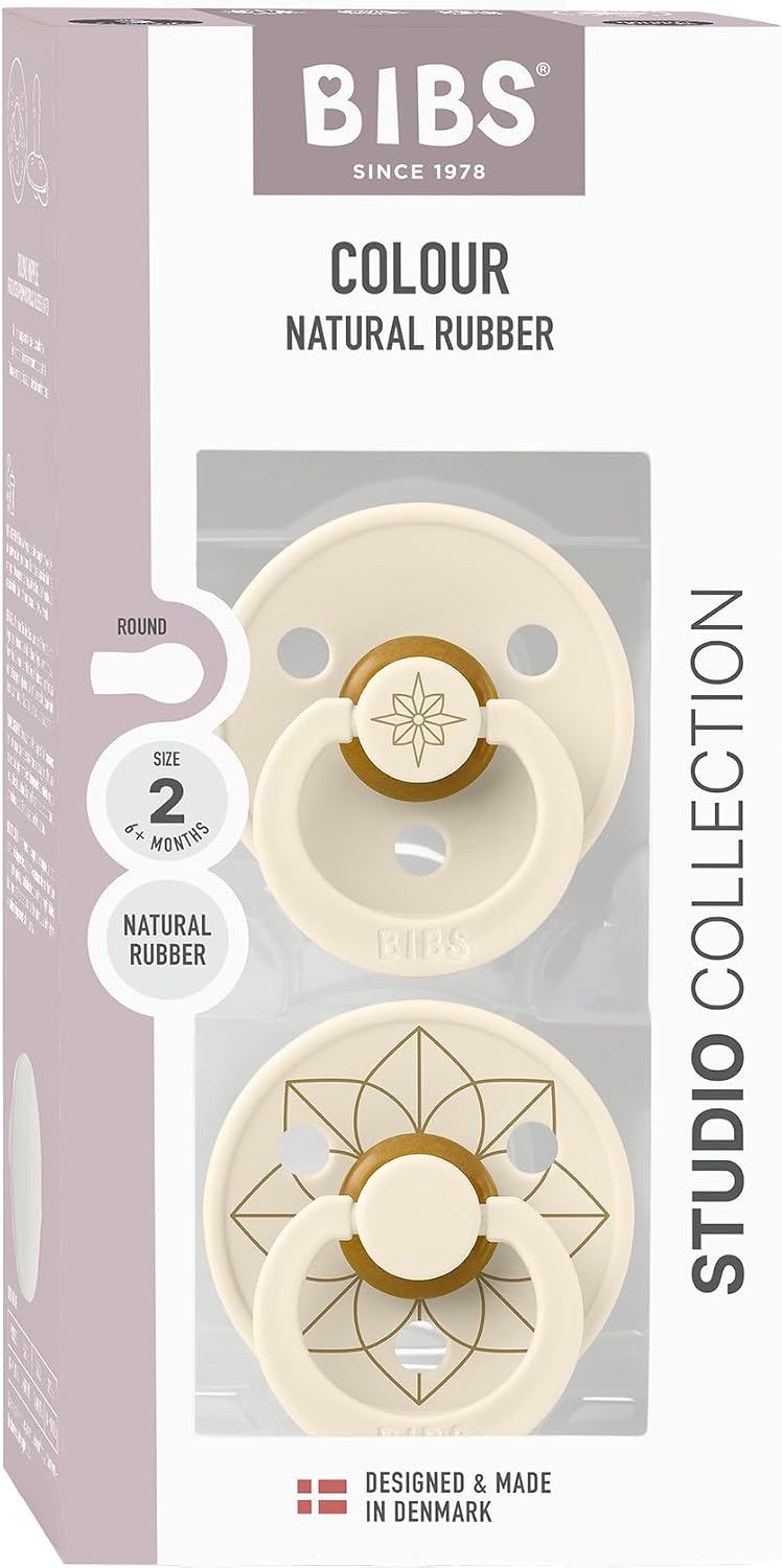 Bibs Pacifier Studio Color Noor Latex Size 2 (Ivory Gold) - Pack of 2
