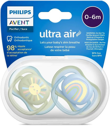 Philips Avent Ultra Air Pacifier (Boy, 0-6 Months) - Pack of 2