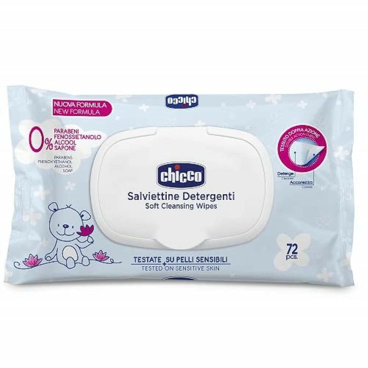 Chicco Wipes With Flip Cover - 72 PCS.