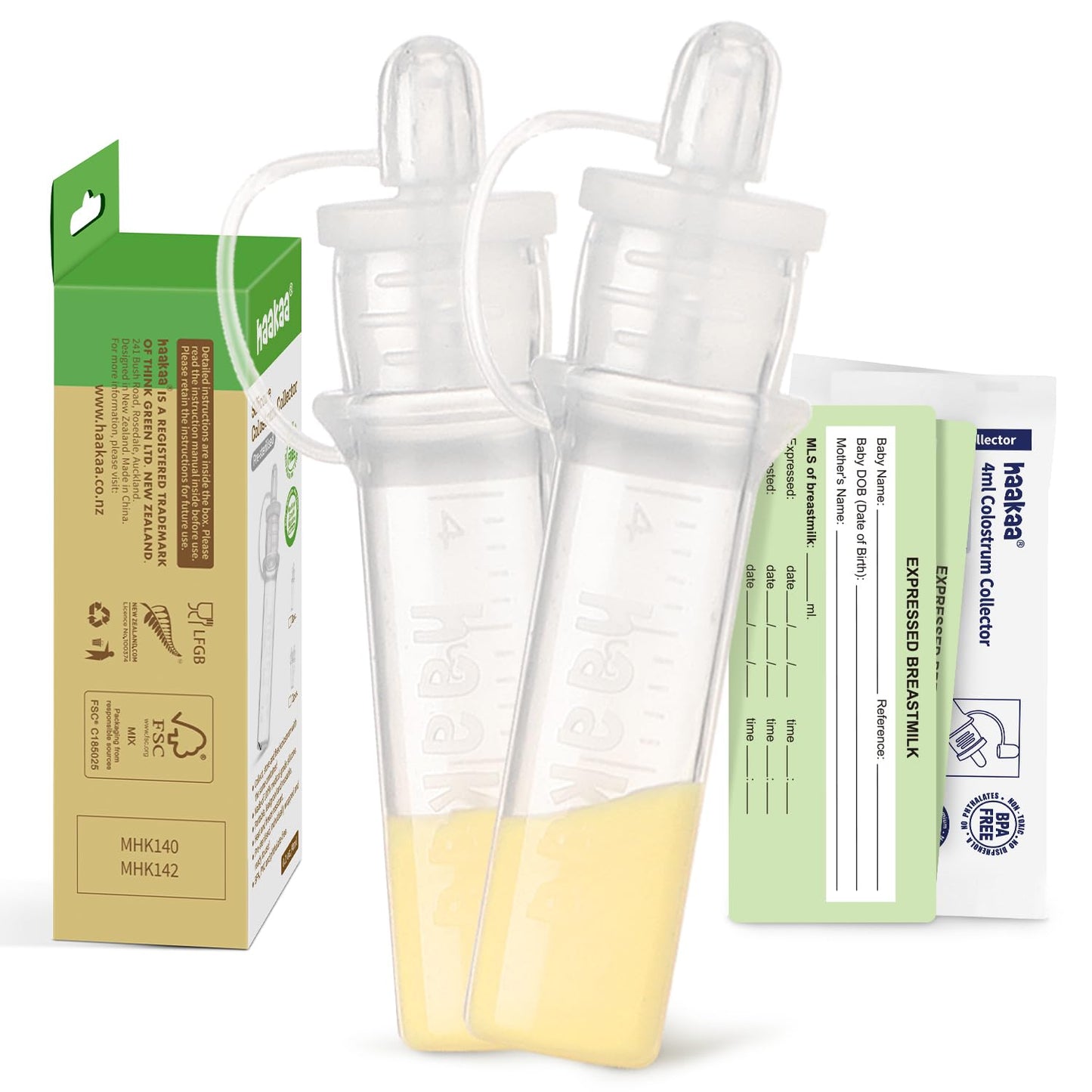 Haakaa Silicone Colostrum Collector Set, Pre-Sterilized (4ml, 2pcs)