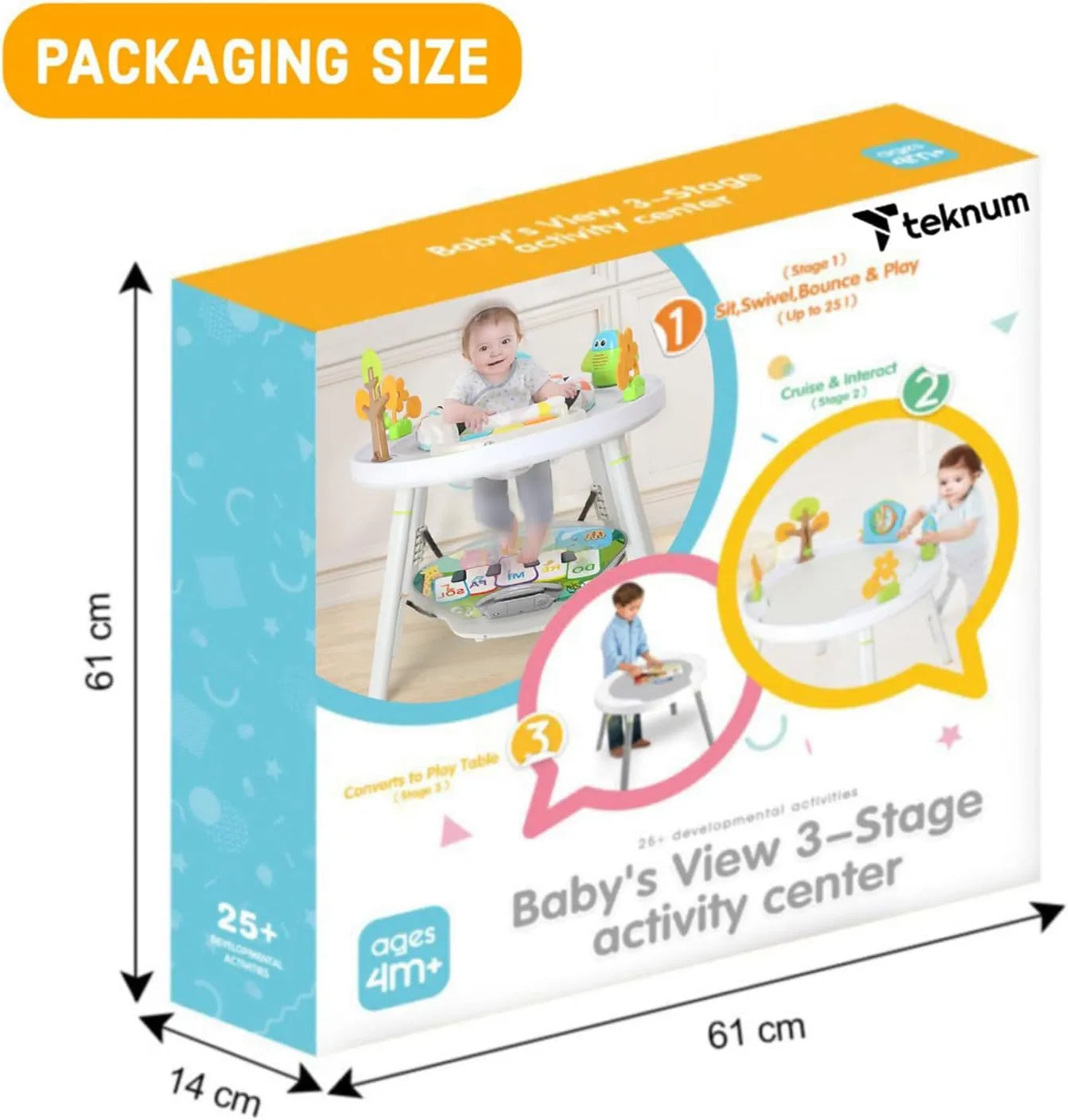 Teknum 4-In-1 Activity Jumper, Feeding Chair, Drawing Table, Playing Station With Musical Mat