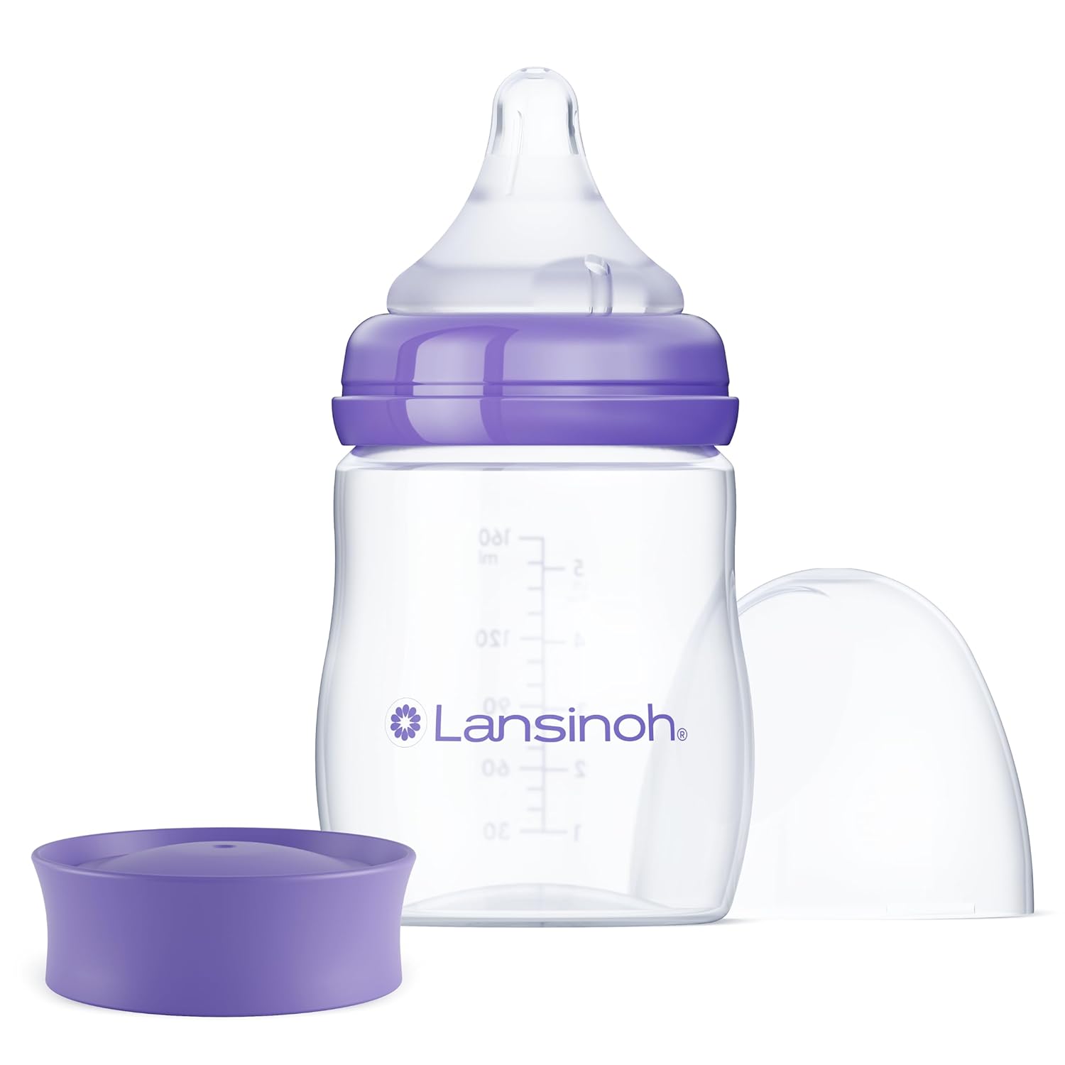 Lansinoh Anti-Colic Baby Bottle for Breastfeeding Babies, 5 Ounces,