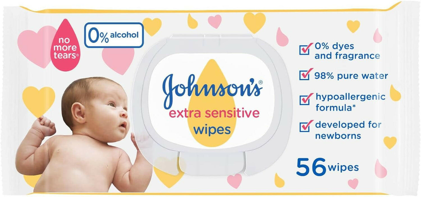 Johnson's Baby Wipes, Extra Sensitive, 98% Pure Water
