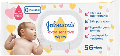Johnson's Baby Wipes, Extra Sensitive, 98% Pure Water