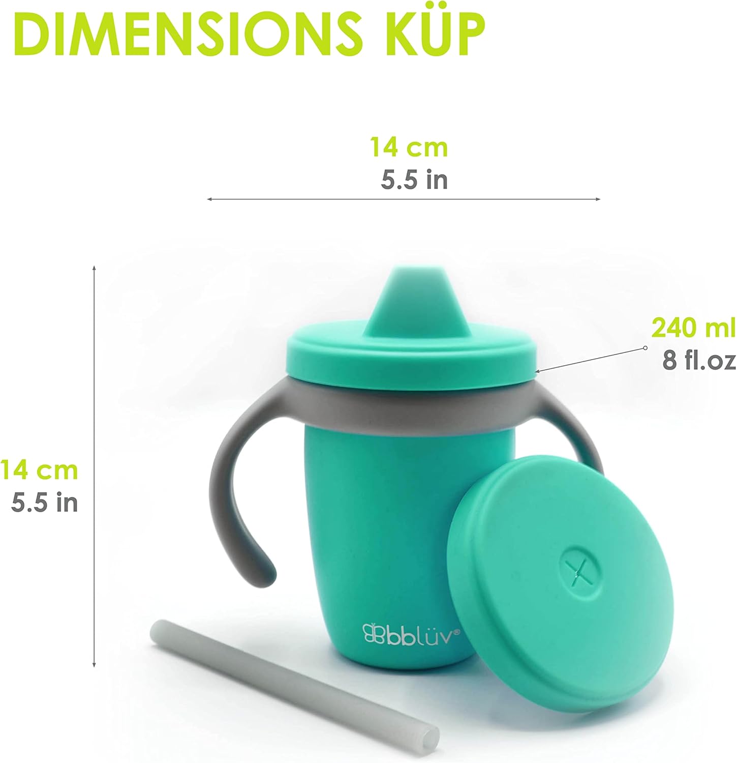 BBLUV Küp Convertible Silicone Sippy Cup, Aqua