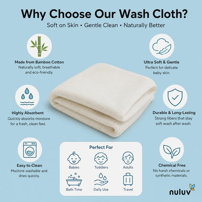 Nuluv Ultra Soft Bamboo Cotton Wash Cloth (Red Anchor) - Pack of 6
