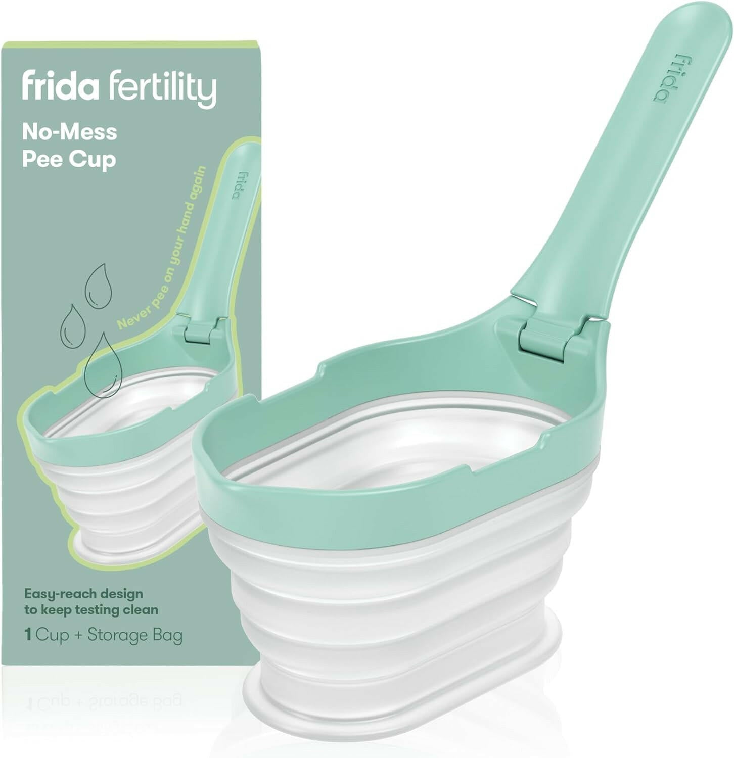 Frida Fertility No-Mess Pee Cup, Reusable Essential for Pregnancy Tests,Portable Urine Sample Cup +Storage Bag