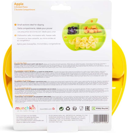 Munchkin Lil' Apple Kids Divided Plates, Pack of 3