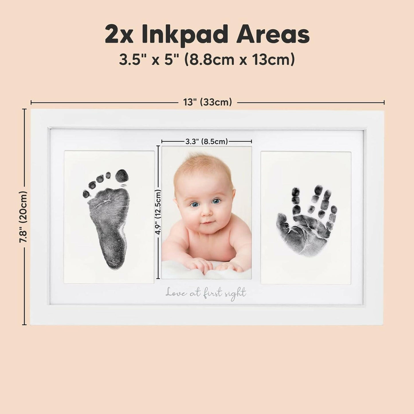 Keababies Duo Clean Touch Inkless Hand & Footprint Frame Kit (Alpine White)
