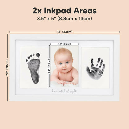 Keababies Duo Clean Touch Inkless Hand & Footprint Frame Kit (Alpine White)