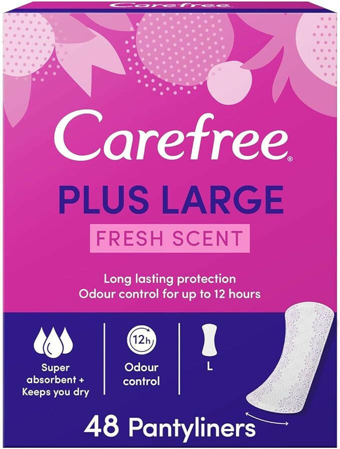 Carefree Panty Liners Plus Large Fresh Scent, 48pcs