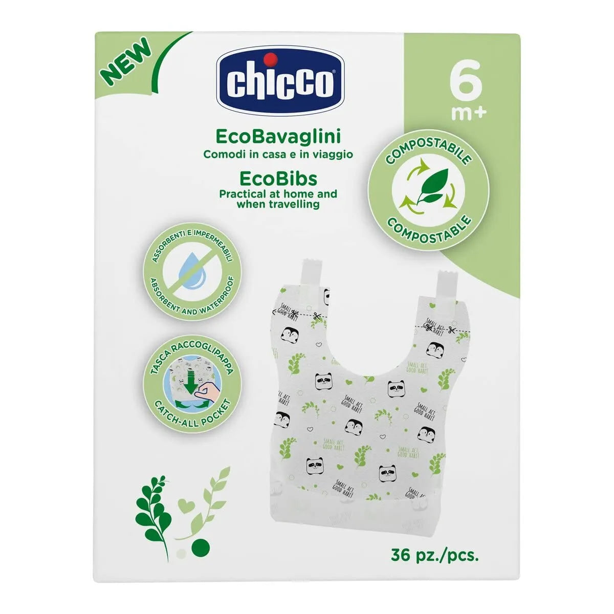 Chicco Disposable Compost Bibs (Pack of 36)