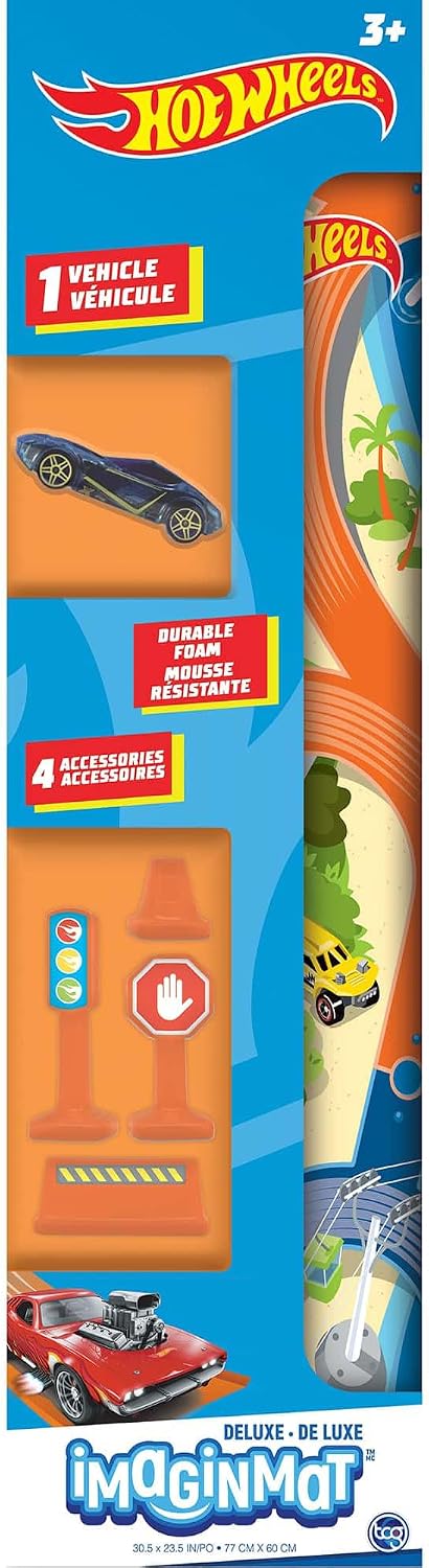 Hot Wheels - Deluxe Imaginmat Racing Playmat with Toy Car & Road Accessories