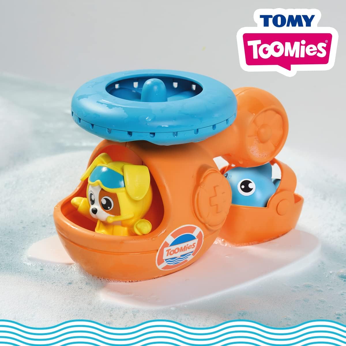 Tomy Toomies Splash & Rescue Helicopter Water Spinning Bath Floating Toy