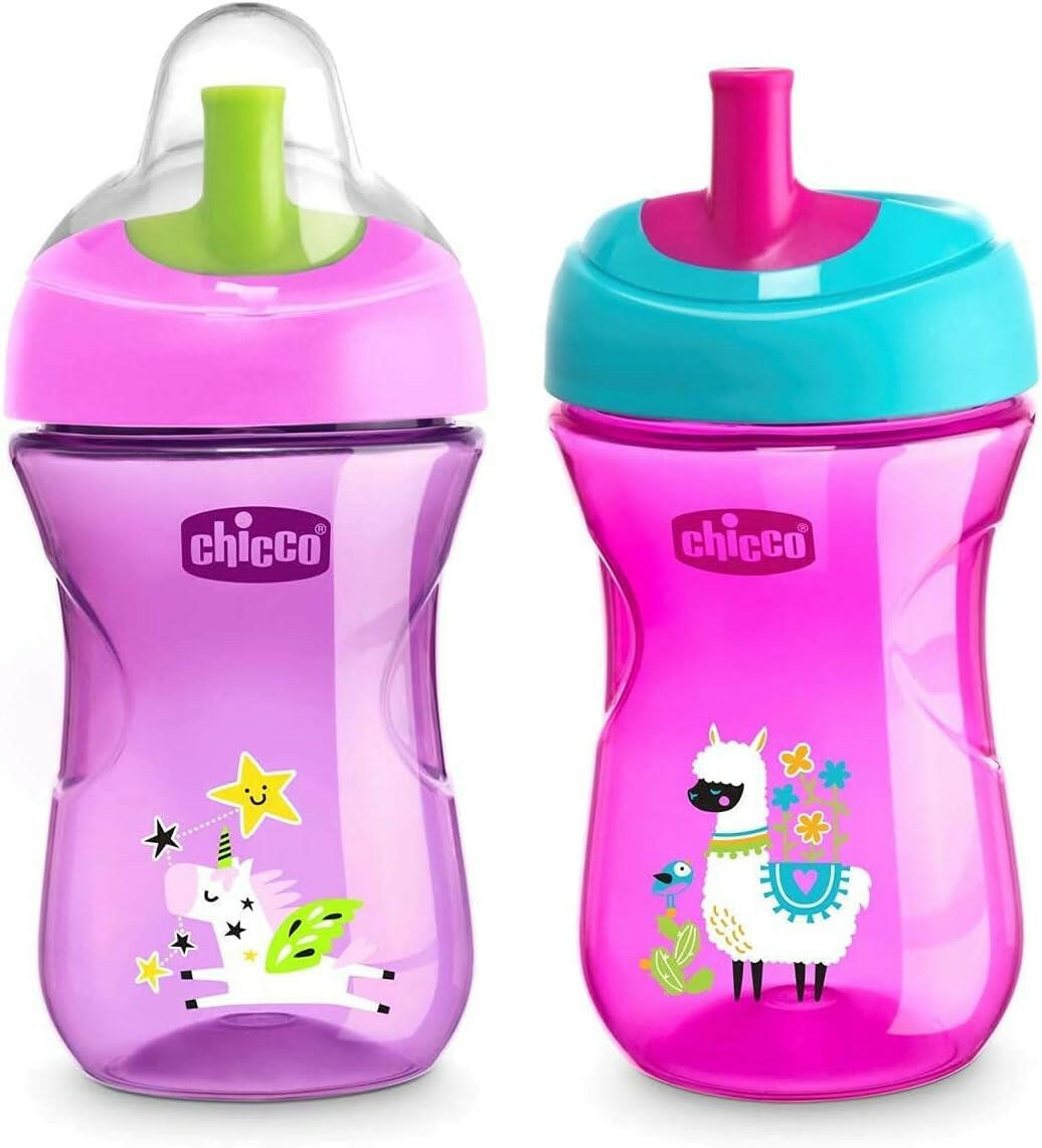 Chicco Advanced Cup 266 ml Baby Bottle Cup 12+ Months for Learning to Drink, Drinking Glass with Straw, Ergonomic Spout and Easy Sips Valve, BPA.