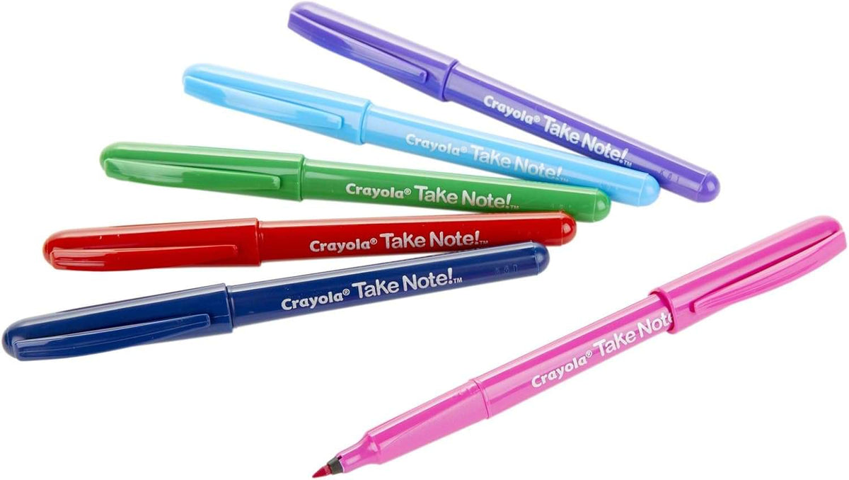 Crayola Take Note Washable Felt Tip Pens, Pack of 6