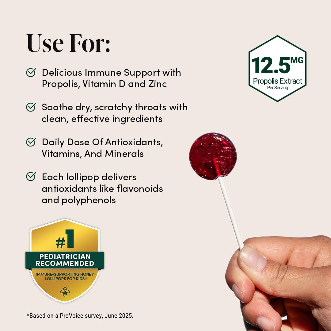 Beekeeper's Naturals Kids Throat Soothing Lollipops (15 Pcs)