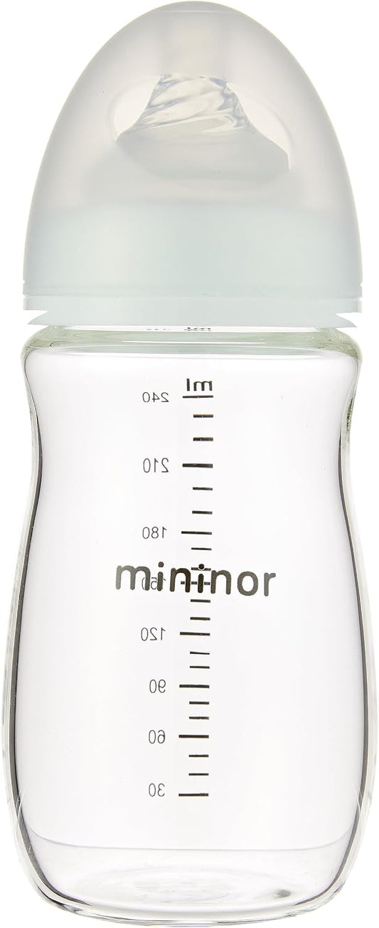 Mininor Anti-Colic Glass Baby Feeding Bottle (240ml)