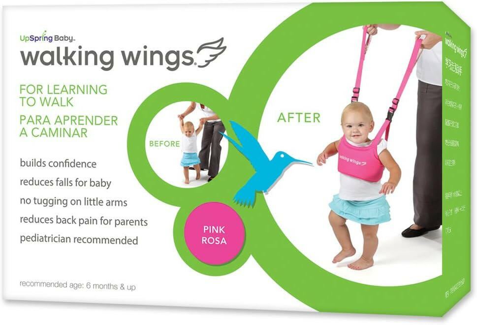 UpSpring Baby Walking Wings مساعد تعلم المشي وسرج للأطفال الصغار، وردي