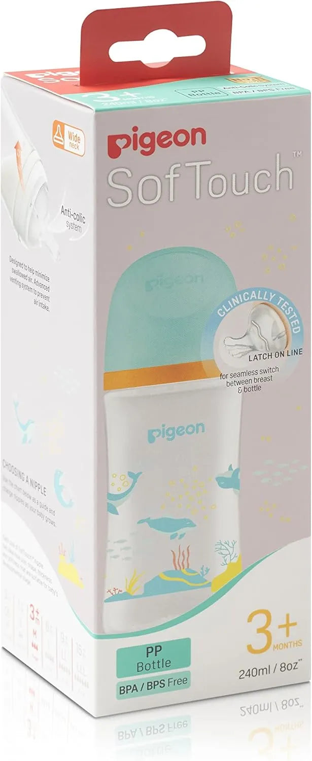Pigeon Softouch WN3 Nursing Bottle - Dolphin (Plastic, 240 ml)