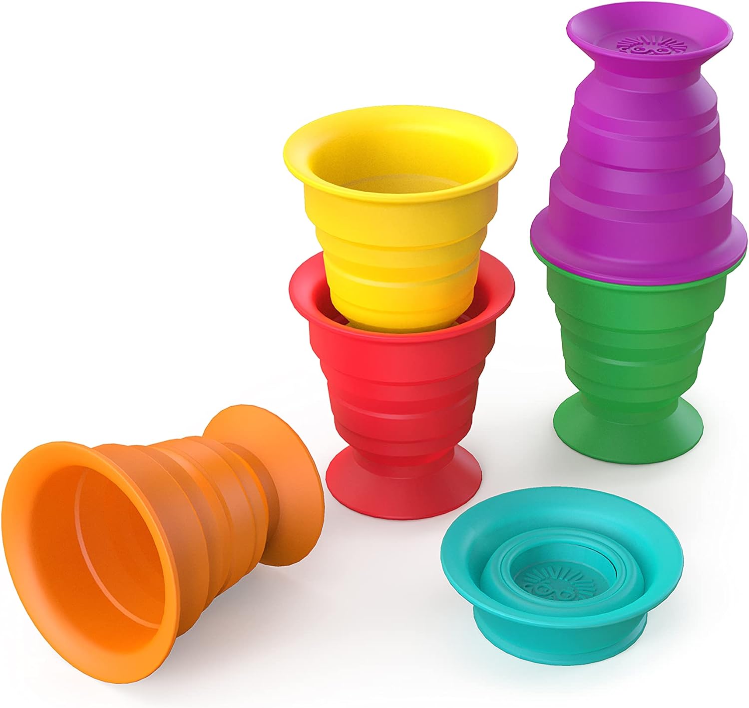 Baby Einstein, Stack and Squish Cups Sensory Stacking Toys, 6pcs