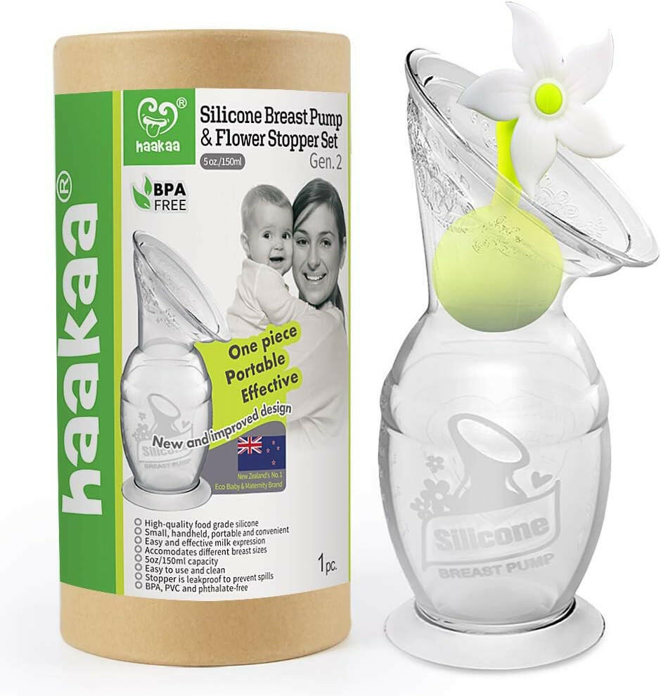 Haakaa 150ml Silicone Breast Pump & Stopper - White