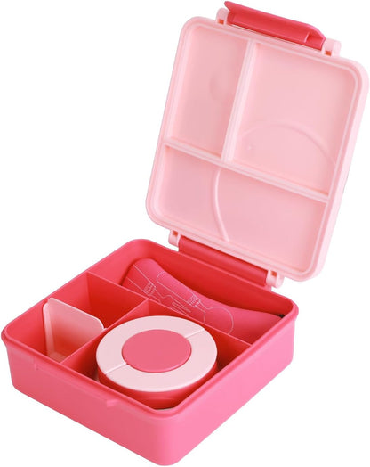 Eazy Kids Convertible Jumbo Bento Lunch Box with Leakproof SS Gravy Bowl, Spoon & Fork Set with Pouch