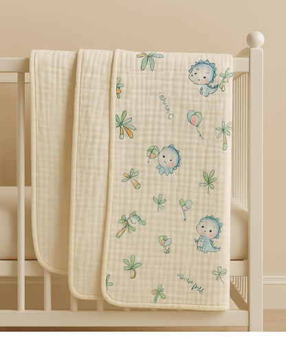Kinder Valley 100% Organic Cotton Dino Pal Reversible Muslin Blanket