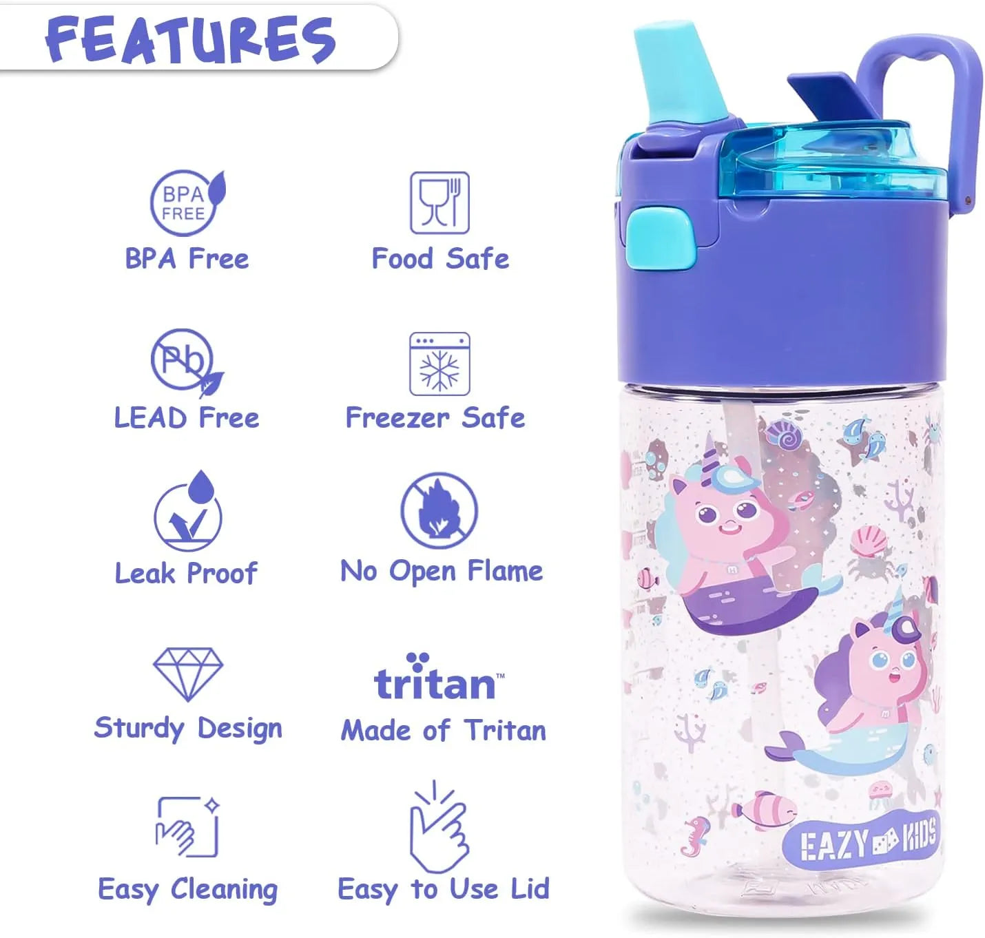 Eazy Kids Tritan Water Bottle With Snack Box (450ml)