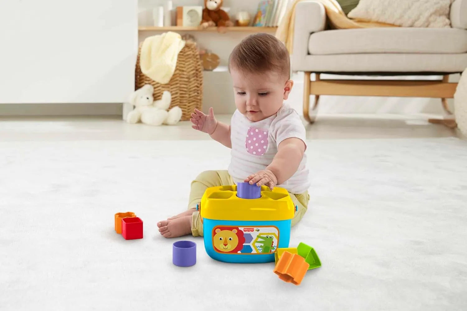 Fisher Price Stacking Toy Baby's First Blocks Set of 10 Shapes for Sorting Play