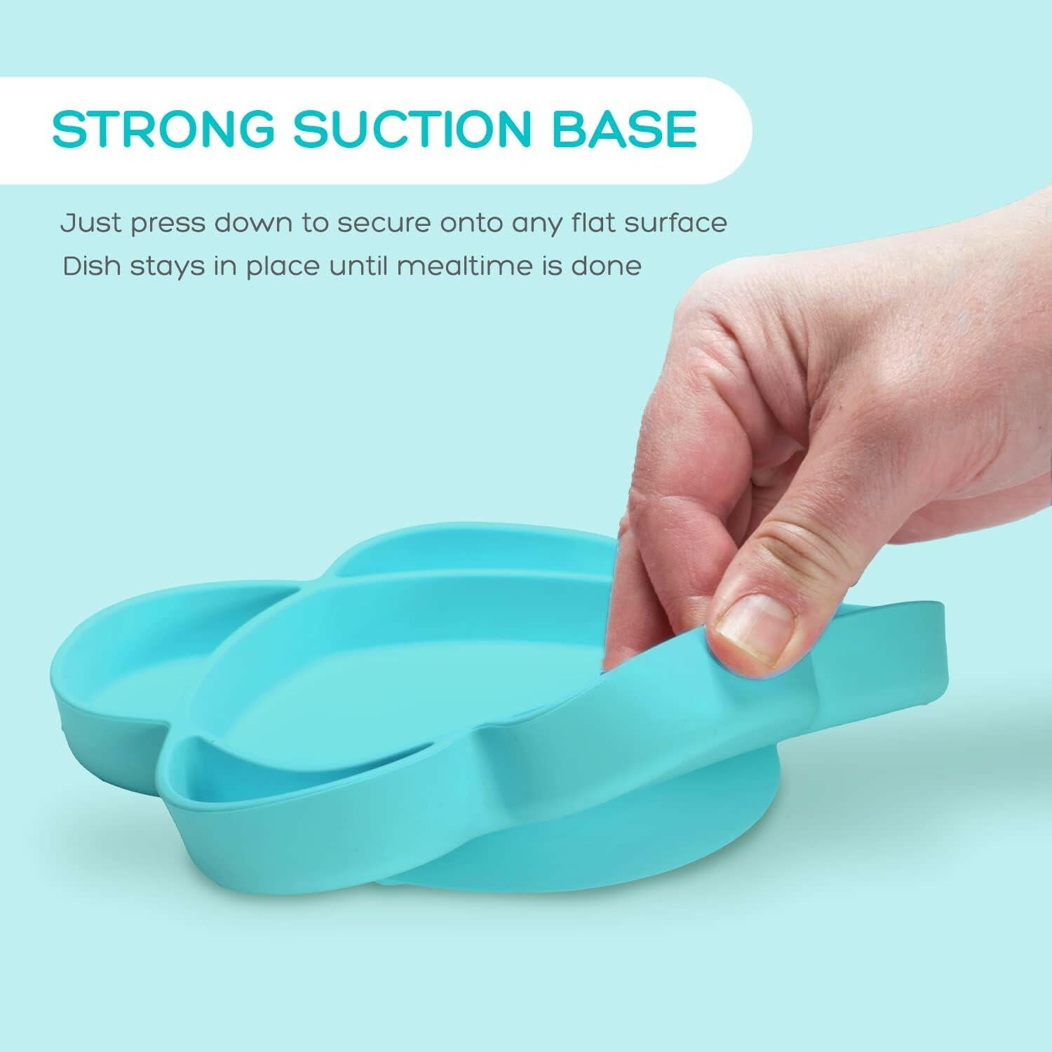 Grabease Silicone Suction Plate for Baby & Toddler Self-Feeding, 6-Section Dish With Stay-Put Grip, BPA and Phthalates-Free, Dishwasher and Microwave Safe