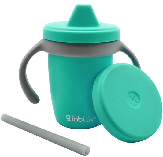 BBLUV Kup Convertible Silicone Sippy Cup, Aqua