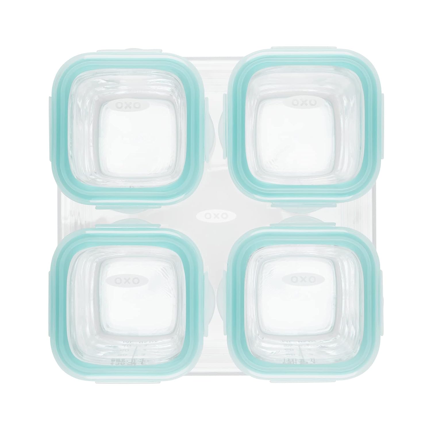 OXO Tot Glass Baby Blocks Food Storage Containers, Teal, 4oz