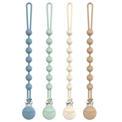 Cuddle Campus Silicone Pacifier Clip Holder One Piece Design Unisex - 4 Pack (6 Months+)