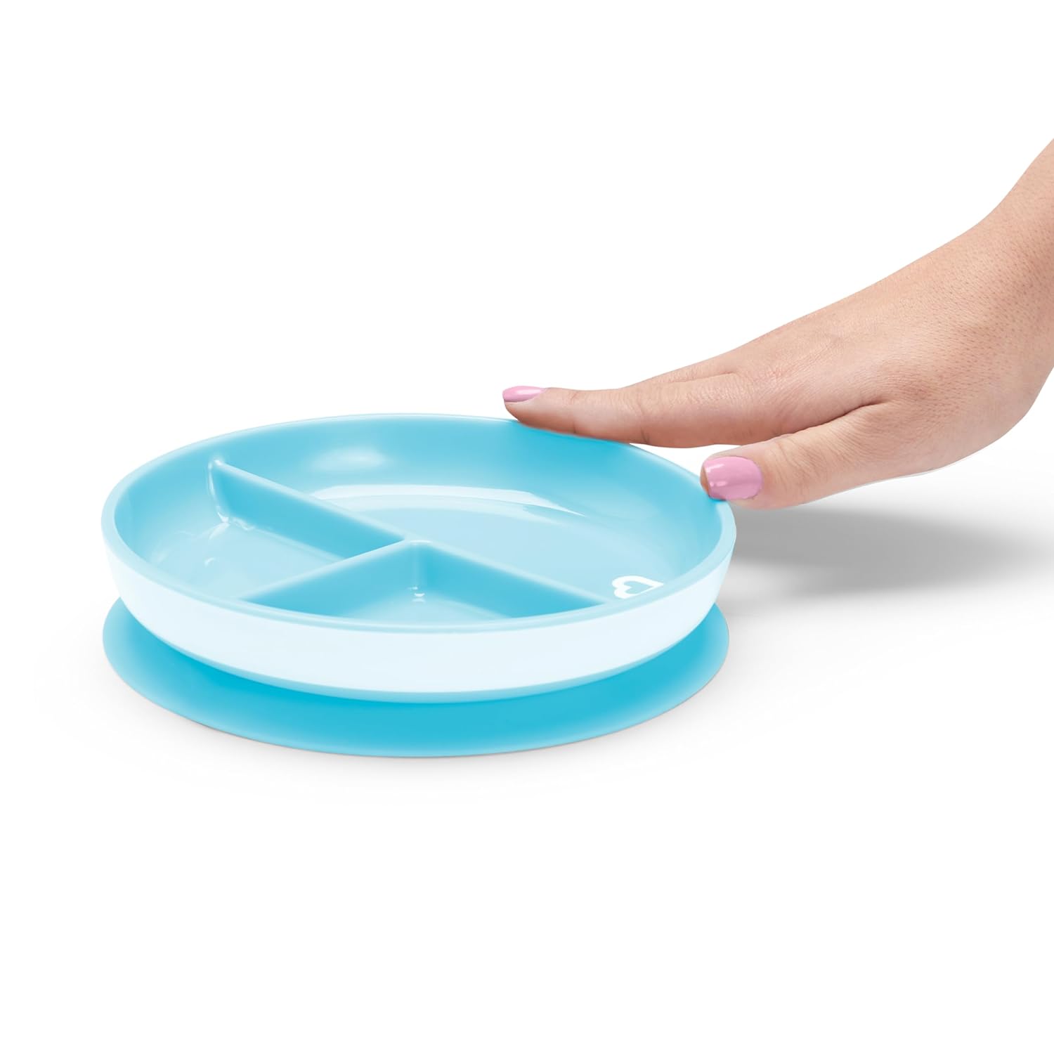 Munchkin Stay Put Divided Suction Toddler Plates, Blue/Green